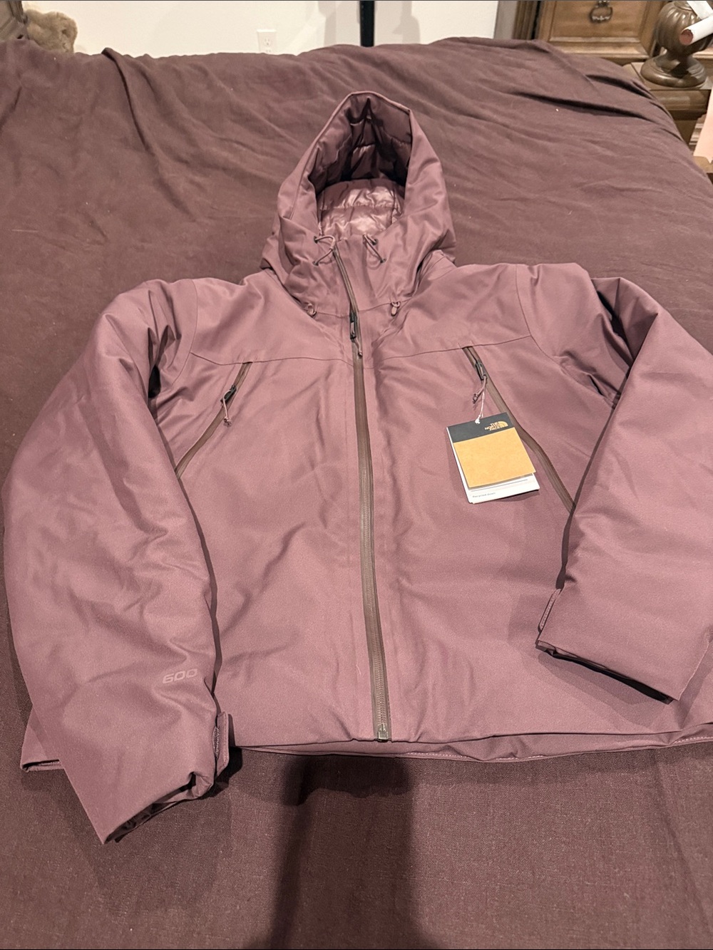 New with tags. The North Face Women's Mauve Hooded Puffer Jacket size medium